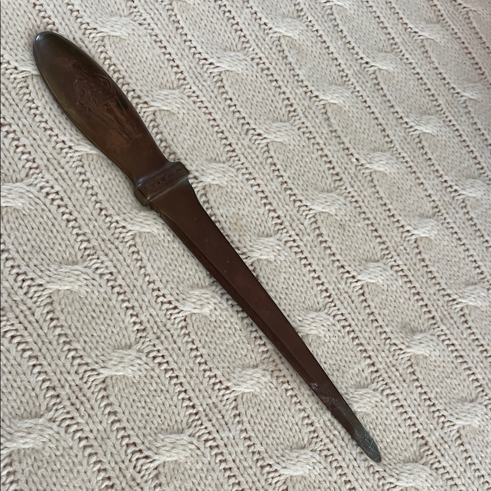 VTG TITAN Metal Mfg Co. ADVERTISING LETTER OPENER Brass 1915-1945 BELLEFONTE, PA
